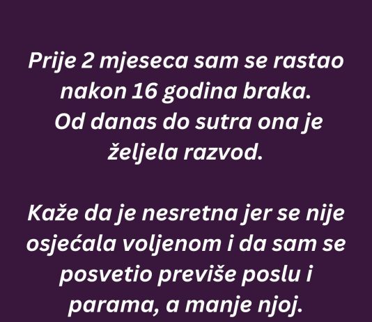 “Prije 2 mjeseca sam se rastao nakon 16 godina braka…” “Prije 2 mjeseca sam se rastao nakon 16 godina braka…” - featured image