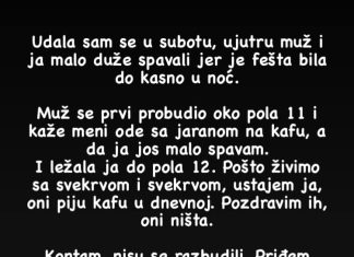 Udala sam se u subotu, ujutru muž i ja malo duže spavali jer je fešta bila do kasno u noć…. Udala sam se u subotu, ujutru muž i ja malo duže spavali jer je fešta bila do kasno u noć…. - featured image