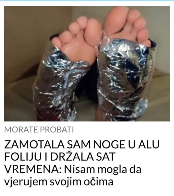 ZAMOTALA SAM NOGE U ALU FOLIJU I DRŽALA SAT VREMENA: REZULTAT JE FENOMENALAN- Evo šta se desilo! - featured image
