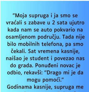 “Supruga i ja smo se vracali sa zabave u 2 ujutro i auto nam staje na osamljenom mjestu…” “Supruga i ja smo se vracali sa zabave u 2 ujutro i auto nam staje na osamljenom mjestu…” - featured image